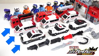 【🚓パトカー🚒消防車🚑救急車がロボットに合体！？】ジョブレイバーの新商品が遊びやすすぎるので、過去作と比較し合体から戻し方まで完全レビュー！【㊗３年目突入】