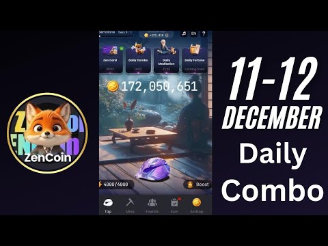 Zen coin daily combo 11 December | Zen coin today combo cards 11 December | Zen coin airdrop