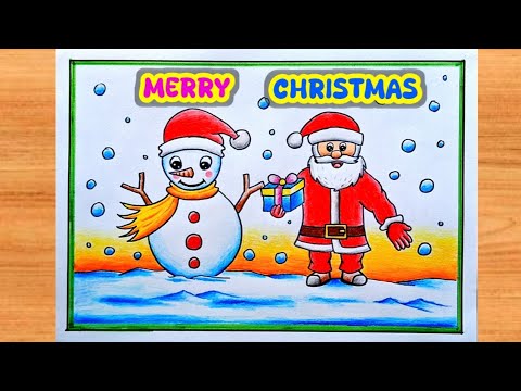 Merry Christmas Drawing | Easy Santa Claus Drawing | How to draw Christmas | Christmas Drawing