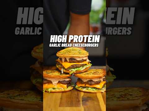 TASTIEST High Protein Garlic Bread Cheeseburgers! 🔥🧄🍔 OVER 50g of Protein! #gymfood