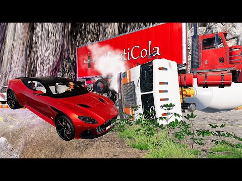 Cars VS  DANGEROUS CLİFF #13 Steep Slopes Mountain Road - Don't Stop - BeamNG Drive