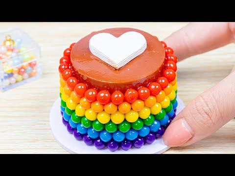 How to Make Miniature Rainbow Cake with Chocolate | Satisfying Miniature Rainbow Cake Decorating