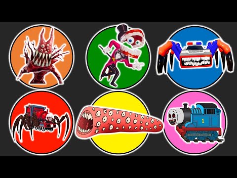 Spin Wheel Creepy Banban, Caine, Police Car Eater, Choo Choo Charles, Train Eater, Thomas Exe