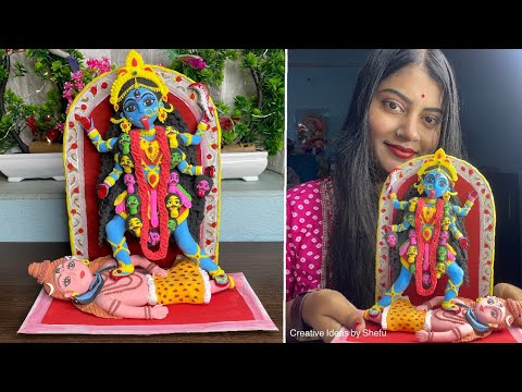 DIY how to make maa Kali idol with clay || small clay Kali murti making