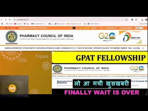 GPAT SCHOLARSHIP OFFICIAL ANNOUNCEMENT | GPAT 2023 & 2024 Scholarship | GPAT- PMSPPS | PCI