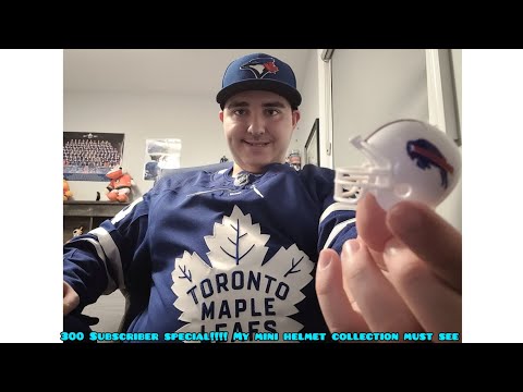 300 SUBSCRIBER SPEICAL MY MINI HELMET COLLECTION NFL NHL AND MLB MUST WATCH!!!!