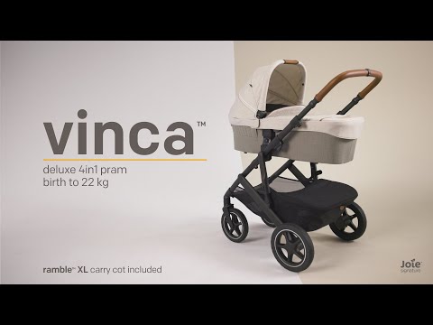 Joie Signature vinca™ | Height Adjustable 4in1 Pram Paired with the Ramble™ XL Carry Cot