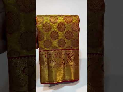 1 gram gold zari,Kanchipuram Handloom Bridal Silk Saree,Arakku Red and golden color,Floral designs