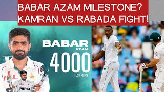 DAY 1 Pakistan vs South Africa/Rabada vs Kamran GHULAM fight/Babar Azam milestone/Aamir Jamal return