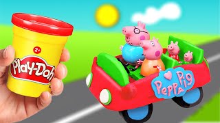 Create Play Doh Peppa Pig Family car and ice cream | Toy Learning Video for Toddlers| Learn Colors