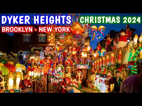 ✨️ Dyker Heights Christmas Lights 2024 Brooklyn New York City LIVE 🎄 NYC Christmas  Decorations '24