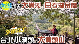 全新完工台北小溪頭，大崙頭山森林步道，過年走春最棒的步道，大溝溪生態園區賞繡球花，採草莓，遊同心池，交通便利，大人小孩都喜歡。