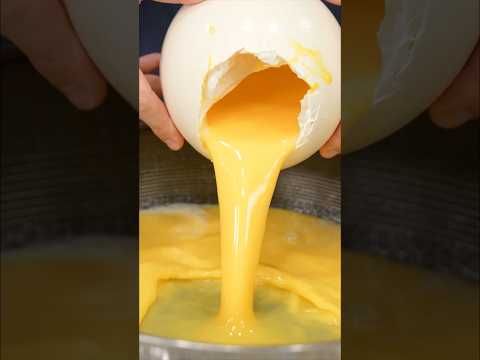 Scrambled Ostrich Egg 🥚 #satisfying #recipe #cooking 🎥: @nategrady