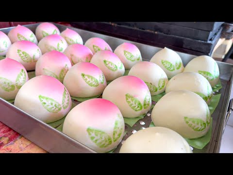 Good luck is coming! Longevity Peach Bun making / 壽桃製作 - Taiwanese Street Food