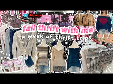 FALL THRIFT WITH ME | a full week of thrift trips 🧸🎀🍂☕️ | depop seller