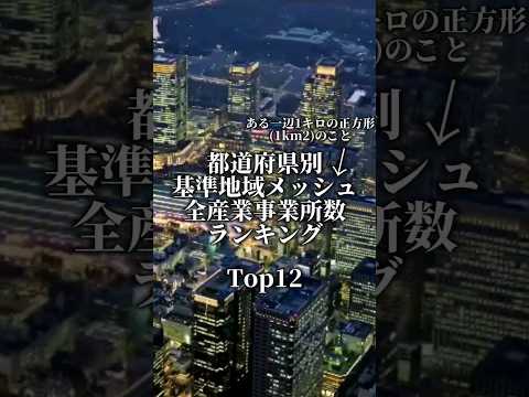 都道府県別地域基準メッシュ全産業事業所数ランキング(H18年度)！意外な市が上位に！？#都道府県ランキング #事業所数#地理系 #東京 #大阪市#名古屋市#神戸市#おすすめ#バズれ#都会#shorts