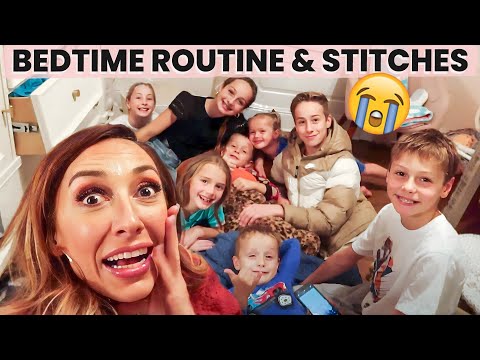 Bedtime routine with 8 KIDS! + emergency room stitches😩 | Jordan Page