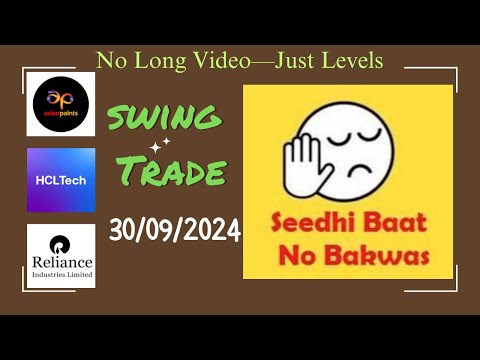 Swing trade for 30th Sep 2024 | #asianpaints #reliance #hcltech  #swingtradestock