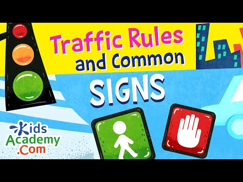 Traffic and Common Signs. Teaching Children About Road Safety and Signs. Kids Academy