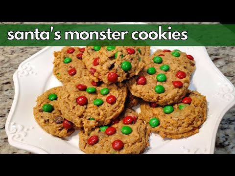 Santa's Thick and Chewy Monster Cookies! | Day 10 of 12 days of Christmas Cookies!!