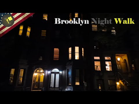 NYC - Brooklyn Park Slope ,4K Virtual Night Walk , Soothing City sounds