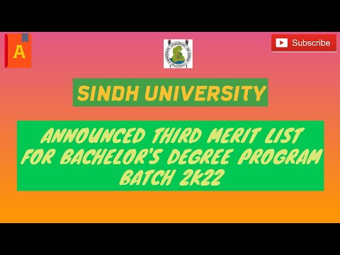 Sindh University Announced 3rd Merit List Of Bachelor's Degree Program For Batch 2K22