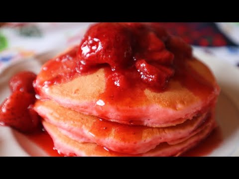 Easy Strawberry Pancakes | Strawberry Cake Mix Pancakes