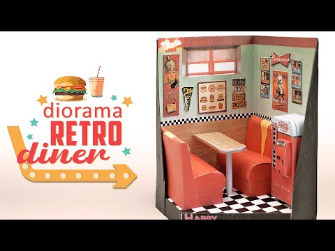 DIY Cute Miniature 50s Retro Diner Diorama (papercraft)