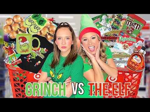 GRINCH 💚🧅 VS ELF ❤️🎁 TARGET SHOPPING CHALLENGE