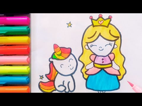 Drawing and Painting  Unicorn and Princess  for Kids & Toddlers | Simple Drawing, Coloring #drawing