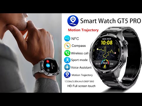 GT5 PRO Smart Watch Men Watch 5 Pro AMOLED HD Screen Bluetooth Call GPS Trajectory NFC Heart Rate