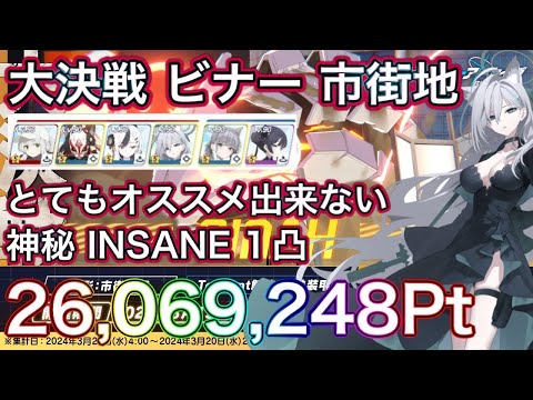 【#ブルアカ】大決戦 ビナー 市街地 INSANE 1凸 26,069,248Pt とてもおすすめできないTA用 神秘 特殊装甲 ずんだもん音声字幕解説 biimシステム 【ブルーアーカイブ】