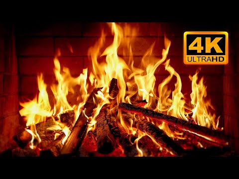 FIREPLACE 4K 🔥 Fireplace video with Burning Logs & Fire Sounds. Christmas Fireplace