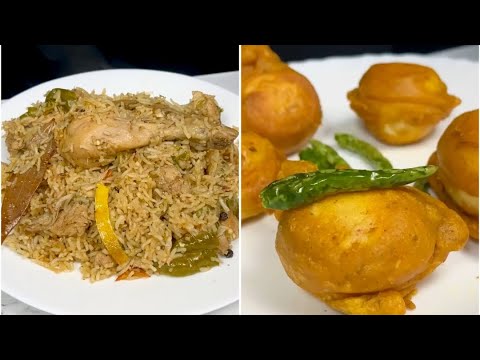 Chicken Pulao And Egg Bonda #food #pulao #chicken #egg #eggbonda #chickenbiryani #rice #streetfood