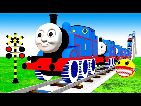 【踏切アニメ】あぶない電車 TRAIN THOMAS 🚦 Fumikiri 3D Railroad Crossing Animation #KeretaApi #2024