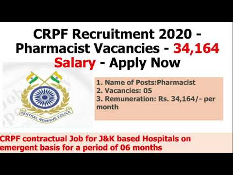 CRPF contractual pharmacist Job 2020