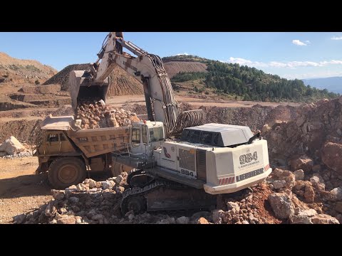 Liebherr 984 Excavator  Loading Caterpillar Dumpers On A Metal Mine - Sotiriadis/Labrianidis Mining