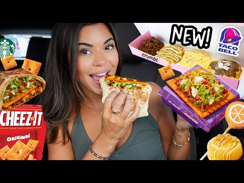 Eating NEW Fast Food Menu Items for 24 HOURS!.. (Taco Bell Cheez-IT Crunchwrap!)