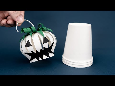 DIY Pumpkin from Paper Cup - DIY Paper Cup Craft - Halloween Pumpkin - Fall Decor