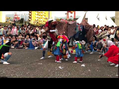 新湊花火大会2018 富山獅子舞 【荒屋東部獅子方若連中】