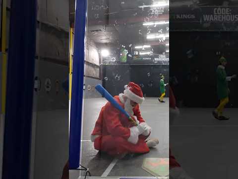 Santa could NOT hit this pitch #sports #hitting #blitzball #santa #christmas #pitching