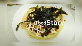 Food Story of The Lazy Girl - Okonomiyaki (Japanese savory pancake Homemade)