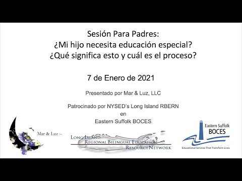 Sesión para padres:¿Mi hijo necesita educación especial?¿Qué significa esto y cuál es el proceso?