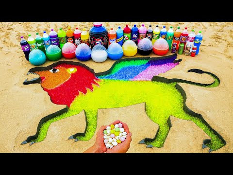 How to make Rainbow Winged Lion with Orbeez, Balloons Sodas, Pepsi, Coca Cola, Fanta and Mentos