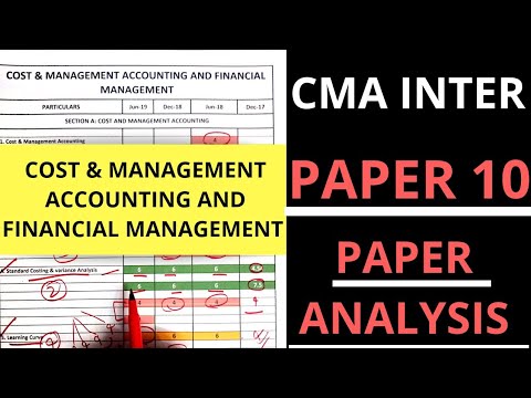 Cost & Management Accounting and Financial Management | Paper Analysis | CMA Inter | CMA Junction