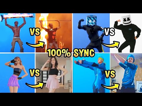 FORTNITE *ICON SERIES* DANCES IN REAL LIFE THAT ARE 100% IN SYNC! (Travis Scott Rage,Poki..!)