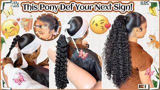 💃Bouncy Hair Tutorial: Curly Weave For Sleeking High Ponytail! Natural Beauty Ft.#ELFINHAIR Review