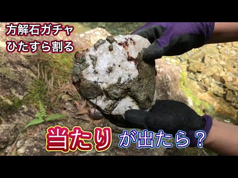 方解石を ひたすら割って、中に潜む蛍石を探すけどムカー　【鉱物採集】