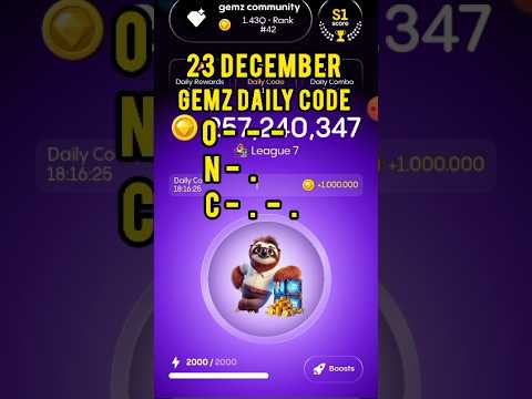 Today's Gemz daily code | gemz daily code 23-24 December  | 23-24 December gemz Combo cards