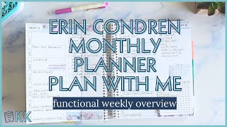 Erin Condren Functional Plan with Me Monthly Planner Weekly Overview Simple Minimal Week on One Page